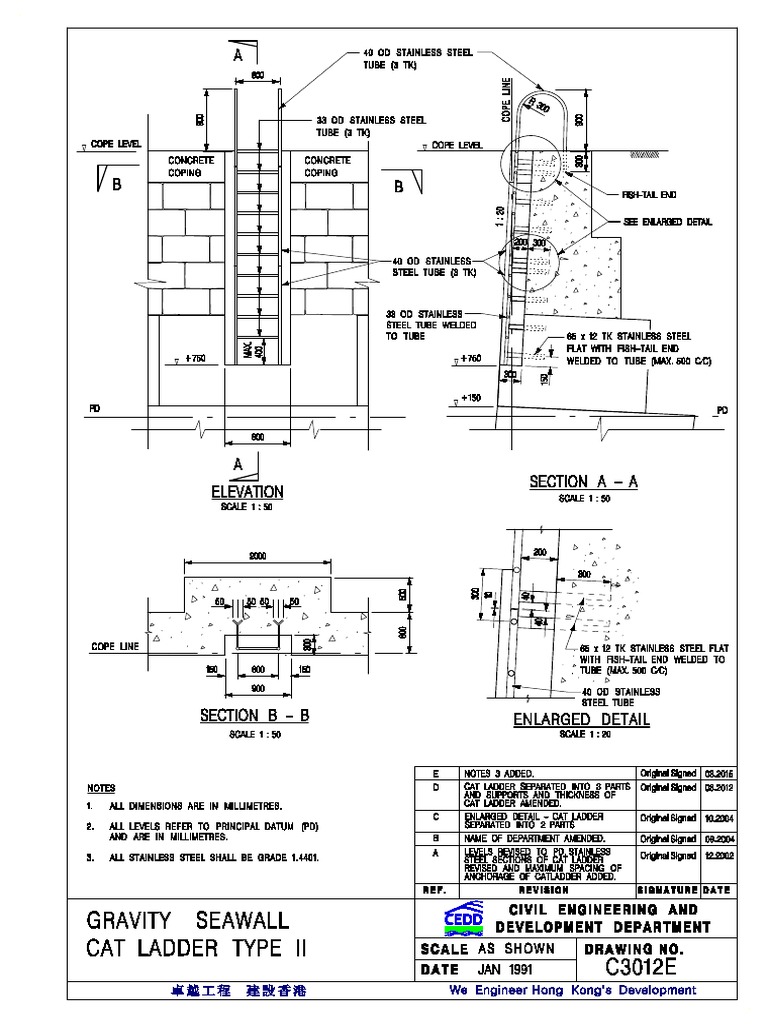Ic3012e Gravity Seawall Cat Ladder Type II (Hong Kong CEED Standard