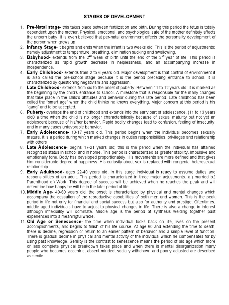 Stages of Human Development Explained | PDF | Childhood | Adolescence