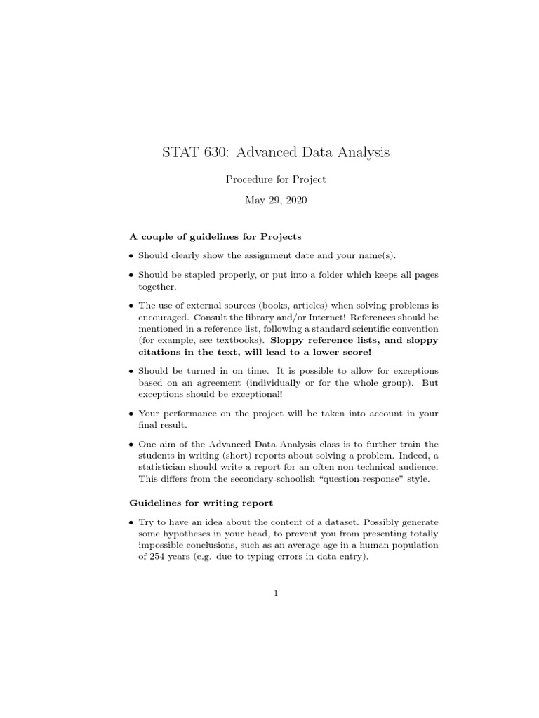 Guidelines for Writing Effective Reports on Advanced Data Analysis ...