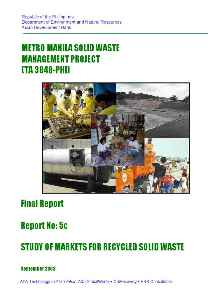Metro Manila Solid Waste Management Report | PDF | Recycling | Scrap