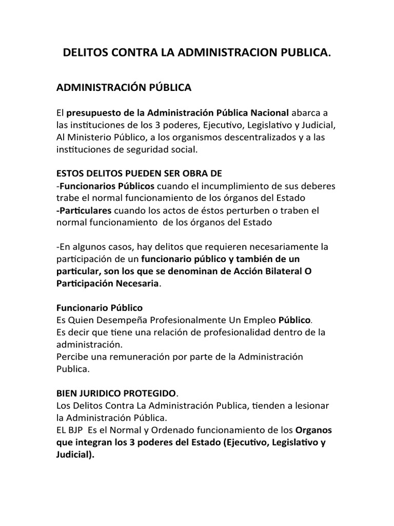 4-0 Delitos Contra La Administracion Publica | PDF | Intención (Derecho ...