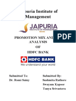 Jaipuria Institute of Management: Promotion Mix and STP Analysis OF HDFC Bank