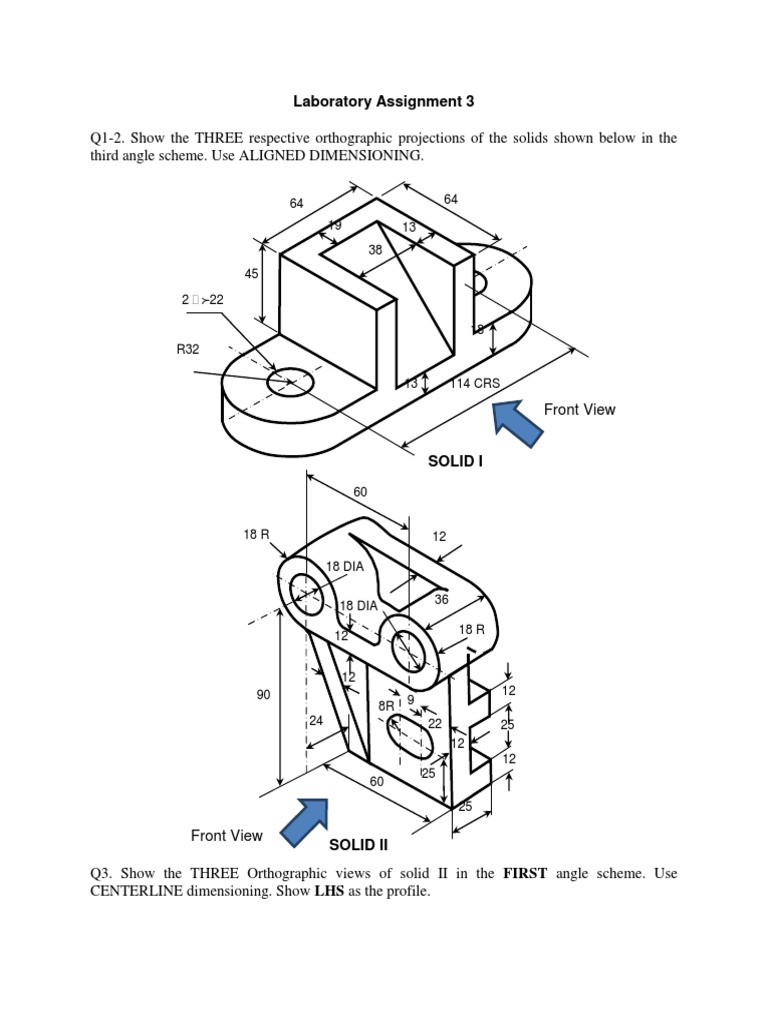 Orthographic Projection Exercises | PDF