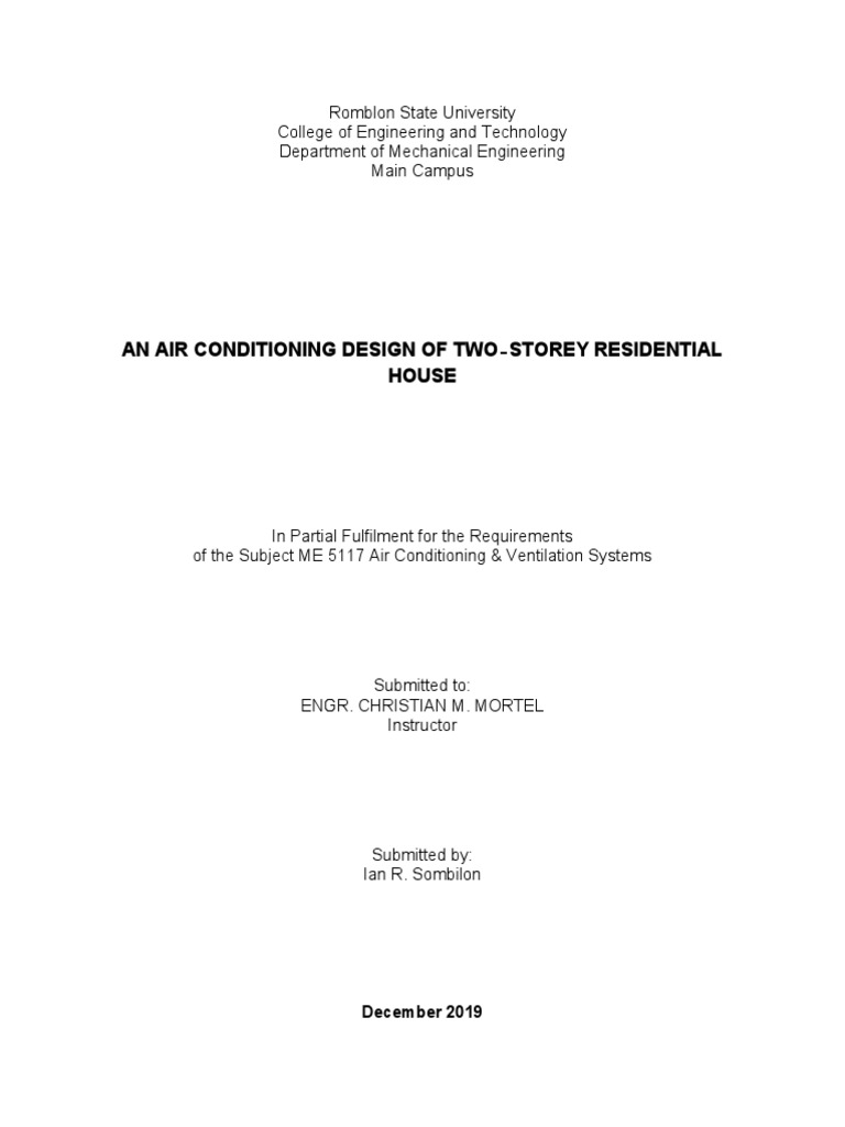 Air Conditioning Design for Residential House | PDF