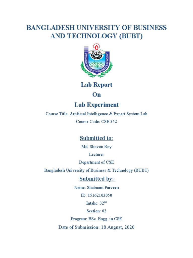 BUBT Lab Report: AI & Expert System | PDF | Computers | Technology ...