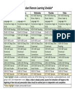 Standard Remote Learning Schedule 2020-2021