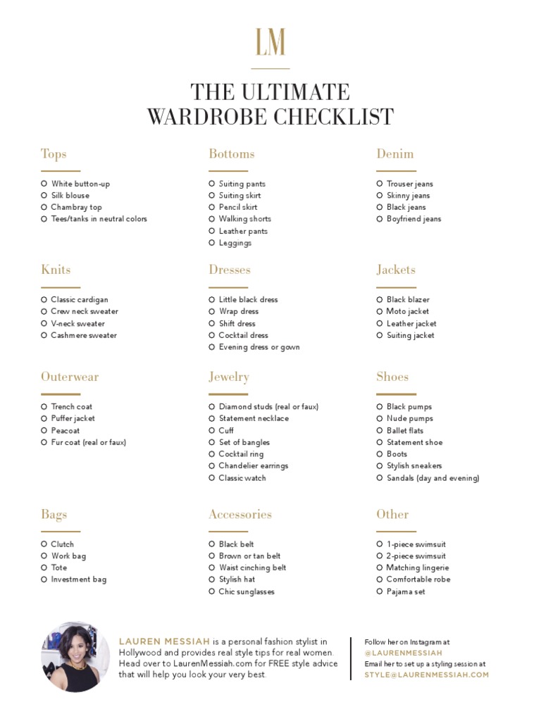 Ultimate Wardrobe Essentials Checklist | PDF | Dress | Sweater