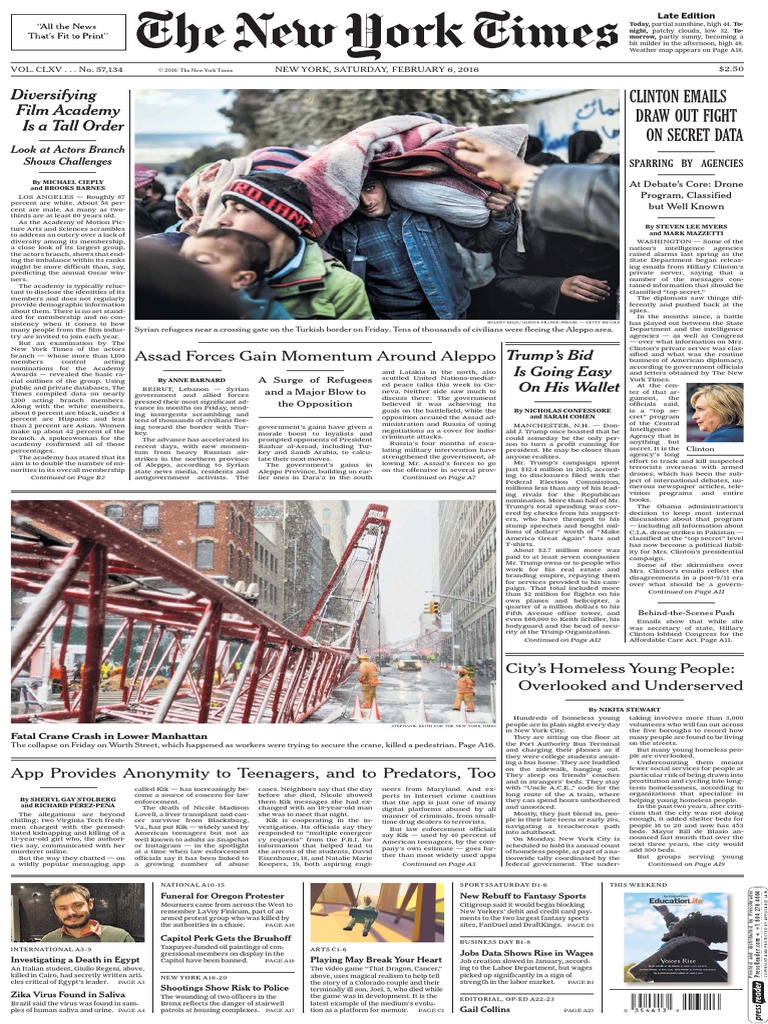 The New York Times 2016-02-06 PDF Bashar Al Assad Hillary Clinton pic image