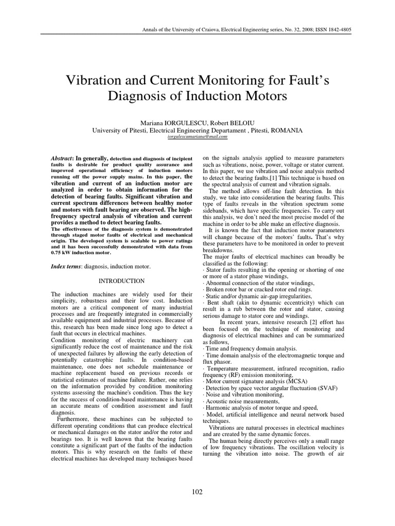 Vibration Monitoring for Induction Motors | PDF | Electric Motor ...