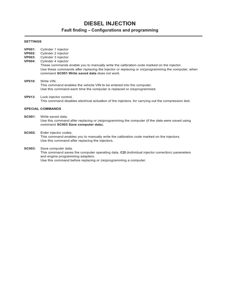 Diesel Injection: Fault Finding - Configurations and Programming | PDF