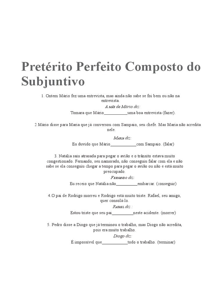 Pretérito Perfeito Composto do Subjuntivo | PDF | Violência