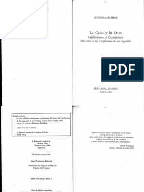 298px x 396px - Rozitchner Leon La Cosa y La Cruz Cristianismo y Capitalismo en Torno A Las  Confesiones de San Agustin Ed Losada 1997 PDF | PDF