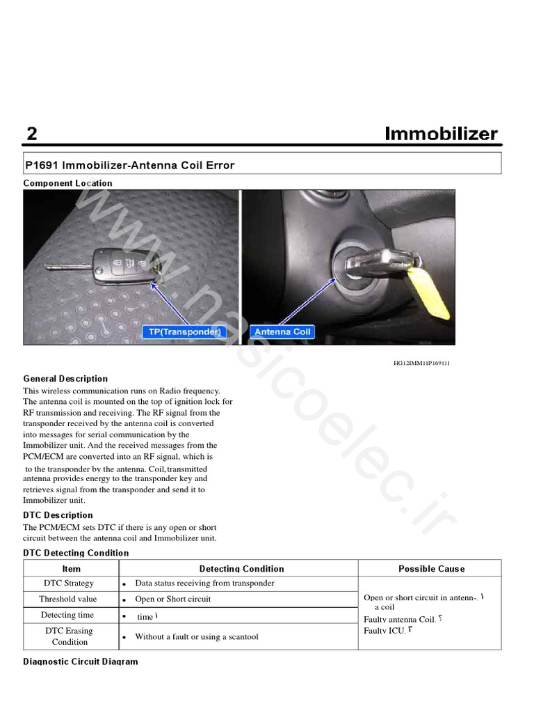 Immobilizer Error Codes P1691 & P1693 | PDF | Electronics | Electrical ...