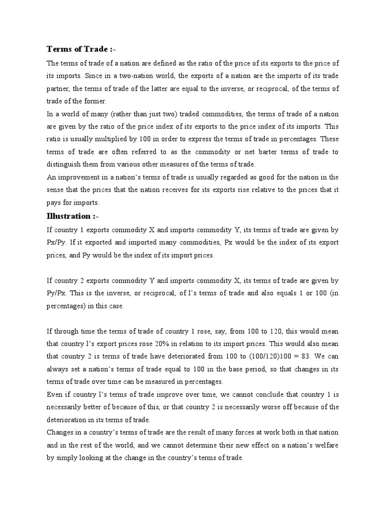 Understanding Terms of Trade Calculations | PDF | Terms Of Trade | Demand