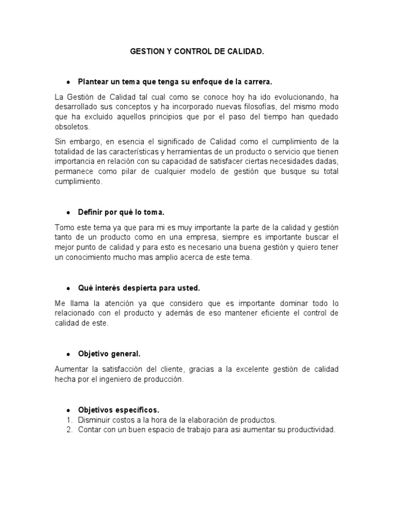 Gestion y Control de Calidad | PDF | Negocios