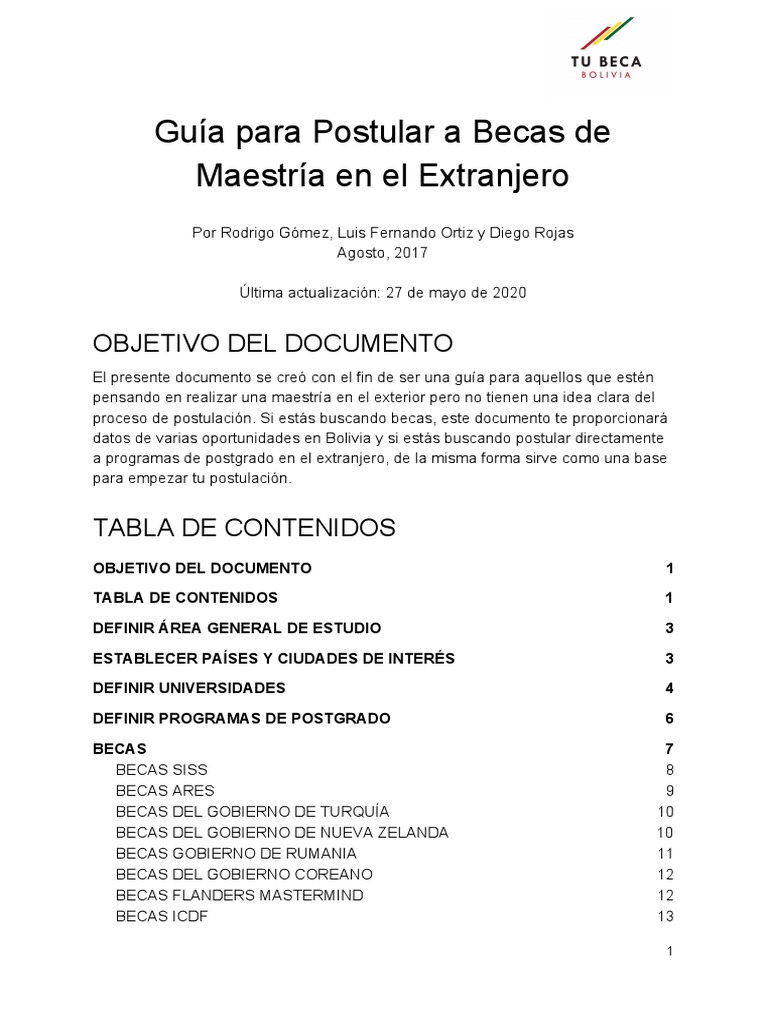 Guía para Postular a Becas de Maestría | PDF | Bolivia | Universidad