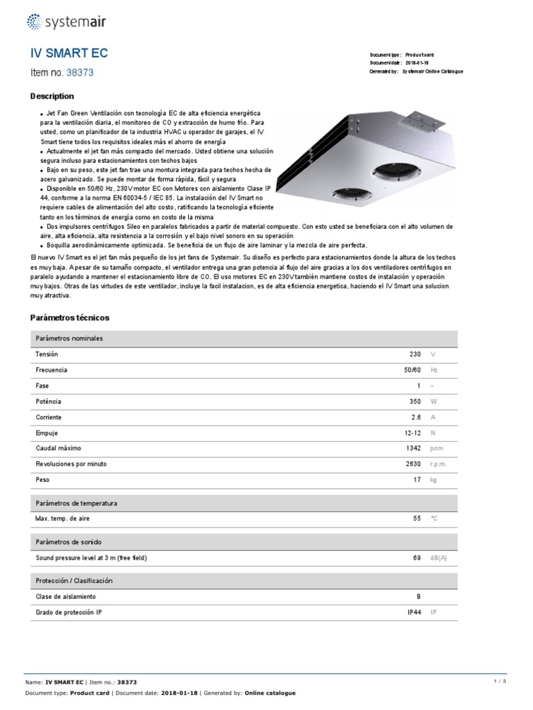 Ventilador IV Smart EC: Eficiencia Compacta | PDF | Motor a reacción ...