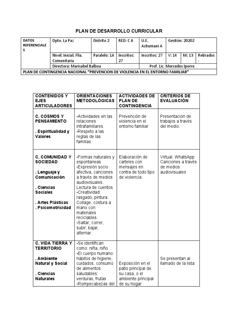 Plan de Desarrollo Curricular | PDF | Educación avanzada | Pinturas