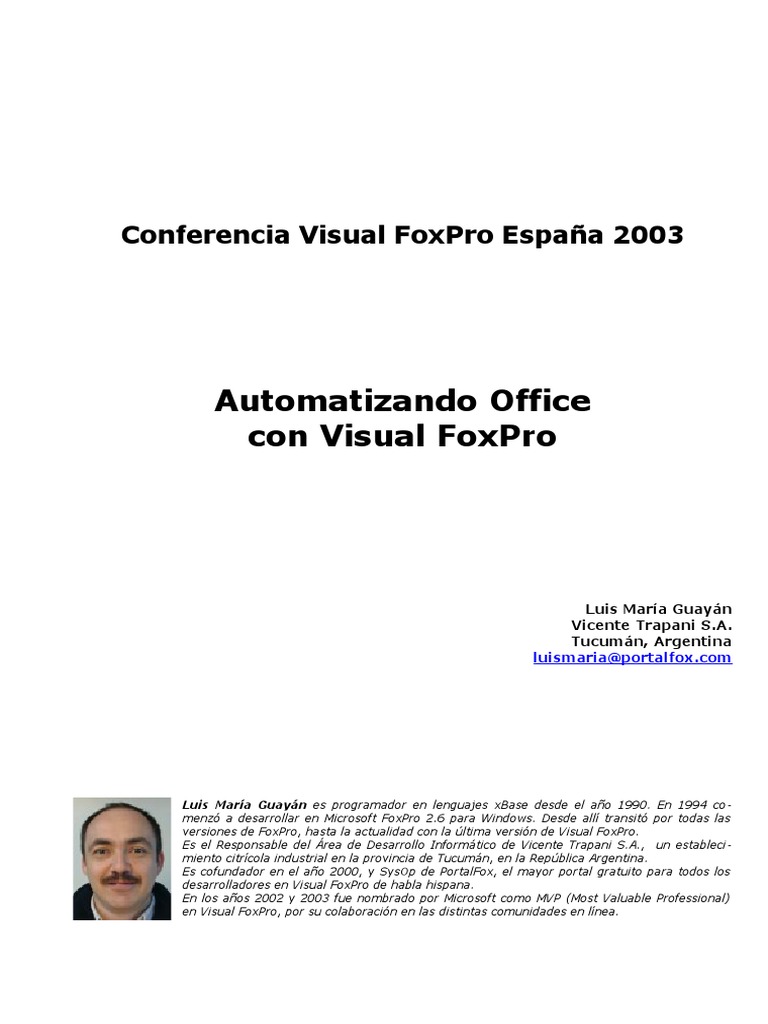 Automatizando Office Con Visual FoxPro PDF | PDF | Microsoft Office ...