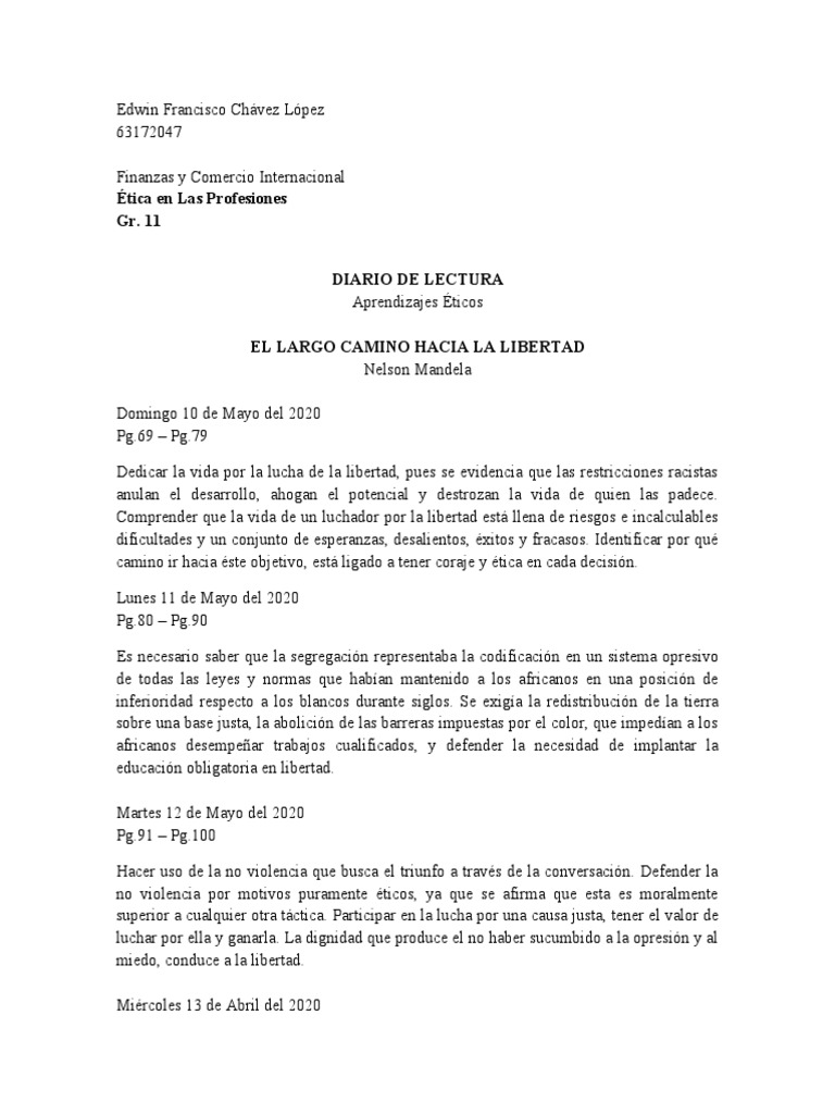 El Largo Camino Hacia La Libertad | PDF | Libertad | Nelson Mandela