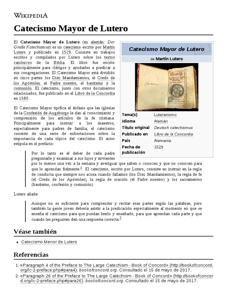 Catecismo Mayor de Lutero PDF Luteranismo Creencia y doctrina