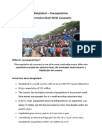 Bangladesh - Overpopulation Information Sheet IGCSE Geography