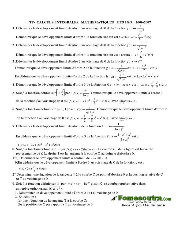 Sujet 3 Maths Bts | PDF | Courbe | Tangente (géométrie)