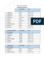 Calendario de Prácticas de Teología I 2020-2