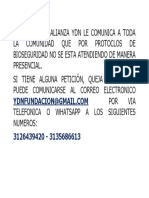 El Consorcio Alianza Ydn Le Comunica A Toda La Comunidad Que Por Protoclos de Bioseguridad No Se Esta Atendiendo de Manera Presencial