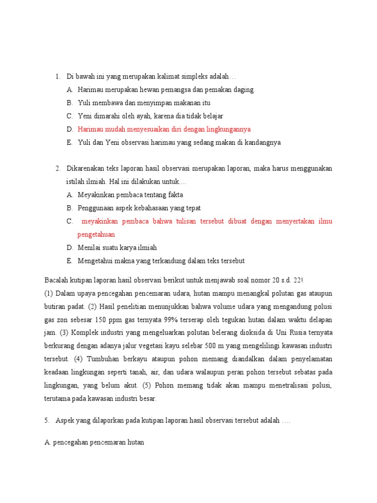 Bacalah Teks Laporan Hasil Observasi Berikut Rasanya