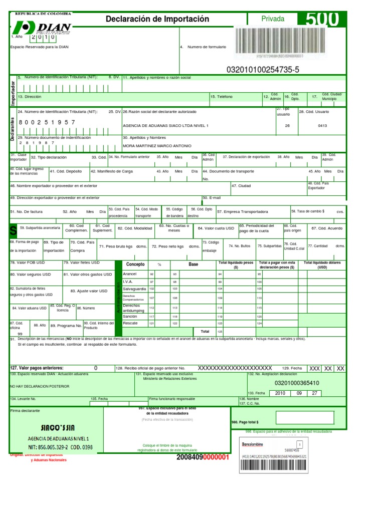 Declaracion De Importacion Pdf Economía Mundial El Comercio