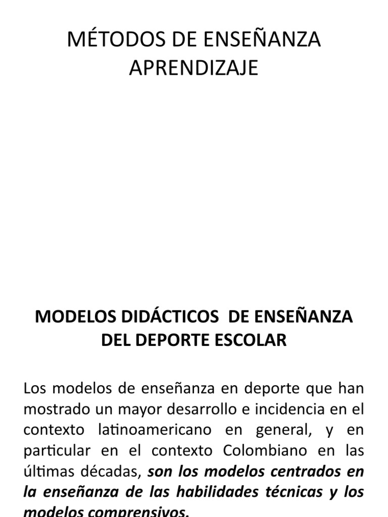 Clase 1 - Métodos de Enseñanza Aprendizaje | PDF | Deportes | Aprendizaje