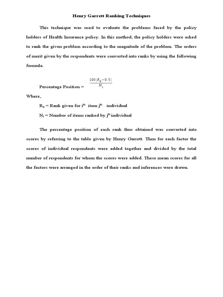 Henry Garrett Ranking Techniques PDF