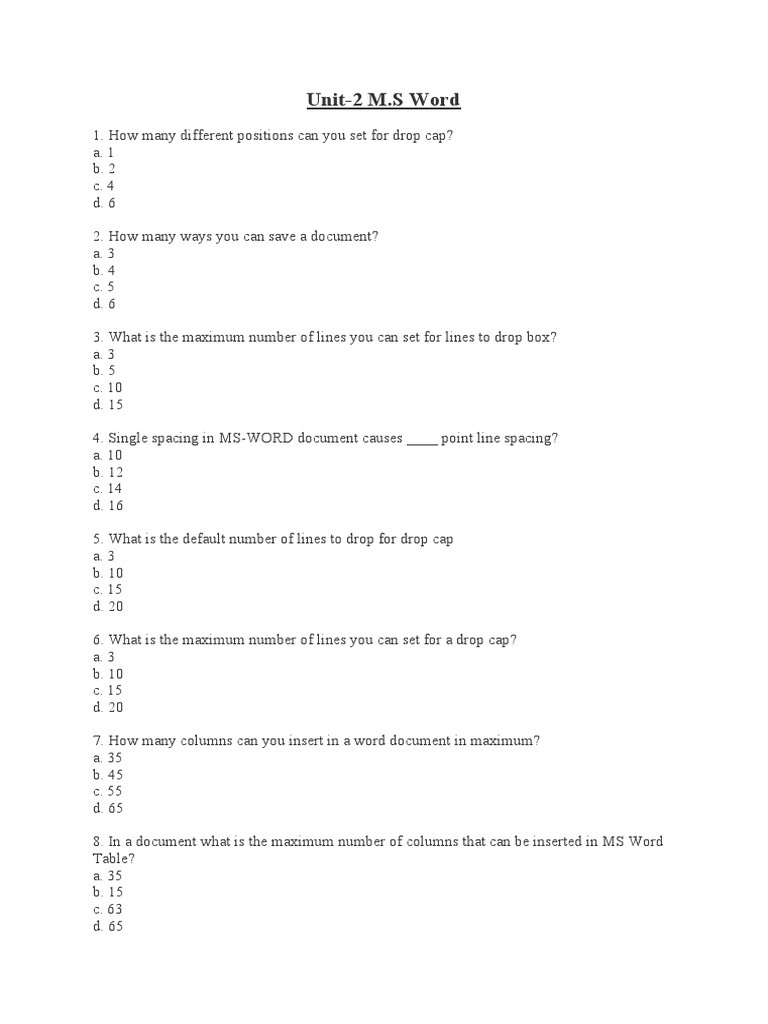 Unit 2 | PDF | Menu (Computing) | Microsoft Word