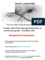Bioelectric Potentials: - Certain Cells of The Body Generates Their On Monitoring Signals - Excitable Cells