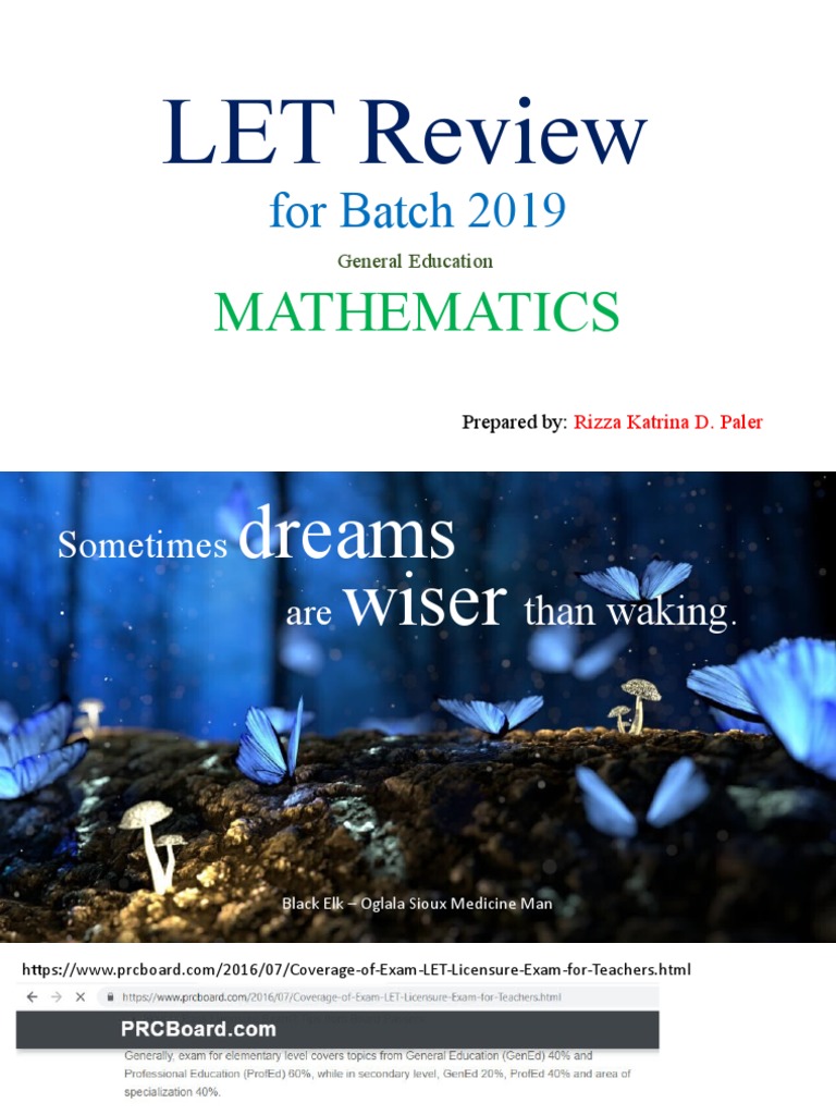 LET Review for Mathematics Batch 2019 | PDF | Percentage | Compound ...