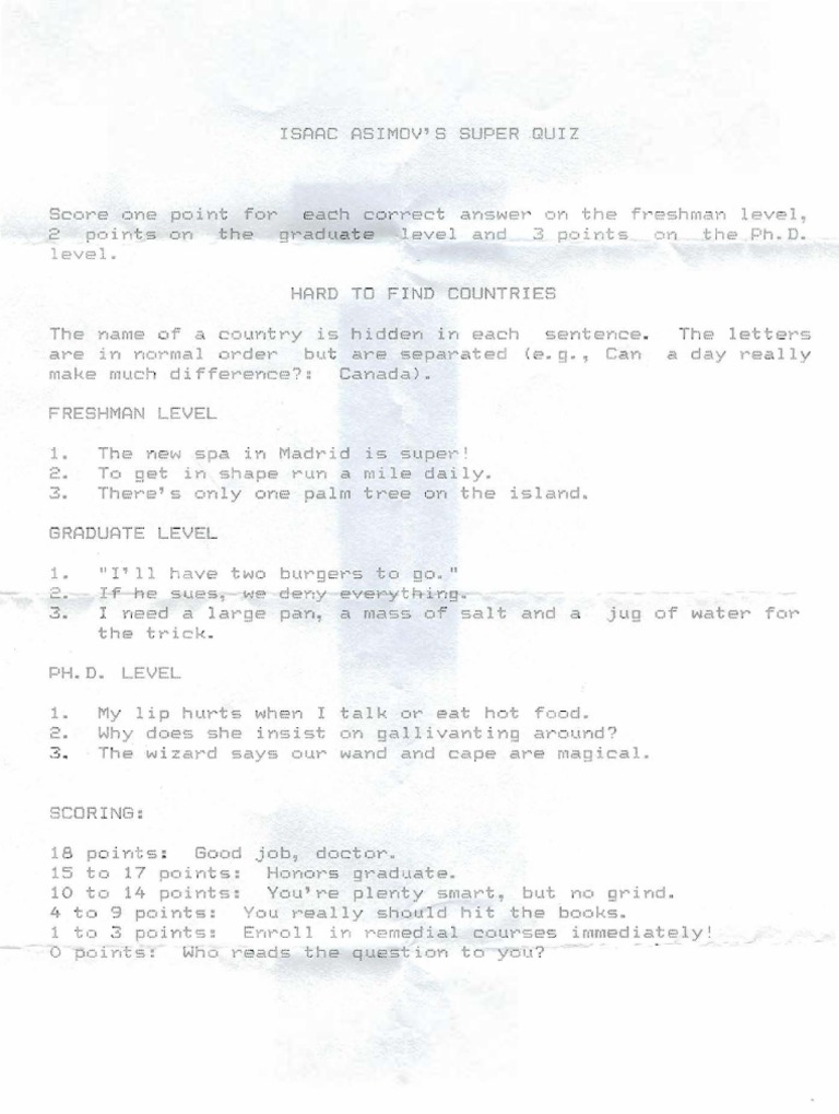 Isaac Asimov's Super Quiz Hidden Countires PDF
