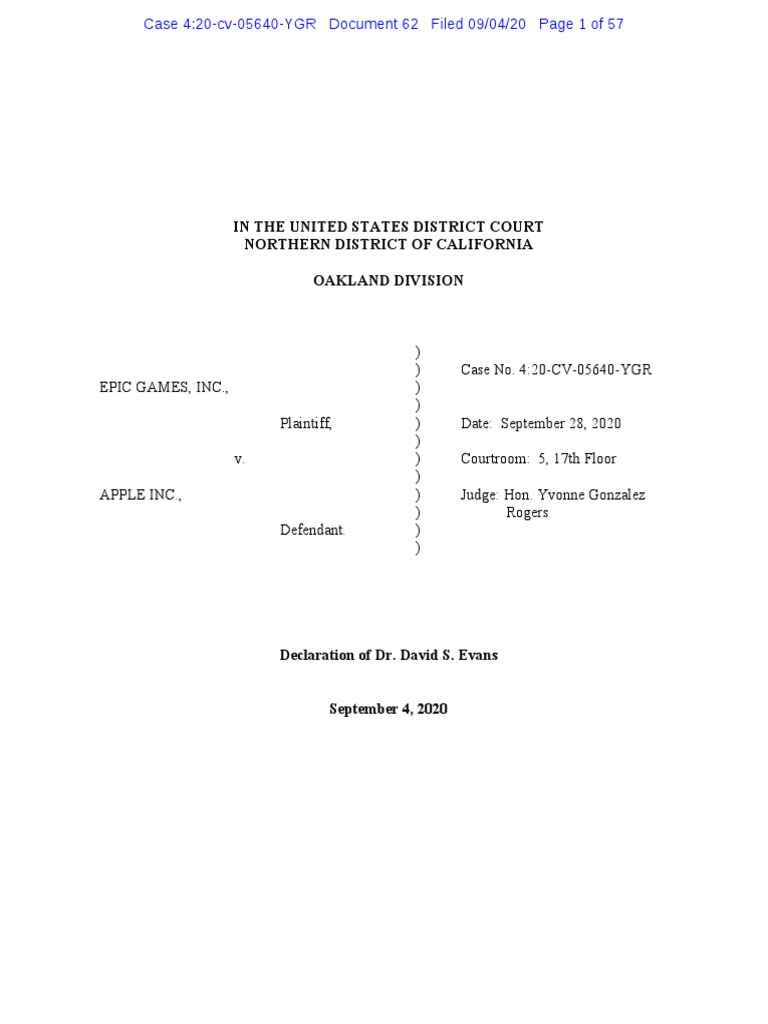 62 David S. Evans Declaration | PDF | Ios | Mobile App