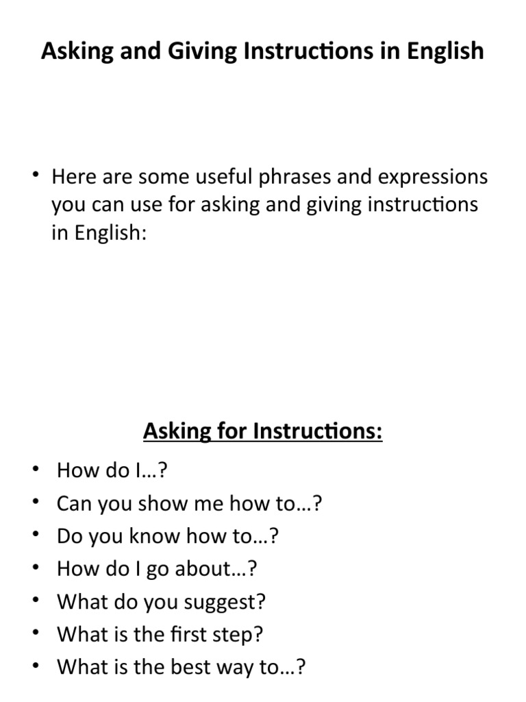 Asking and Giving Instructions in English | PDF