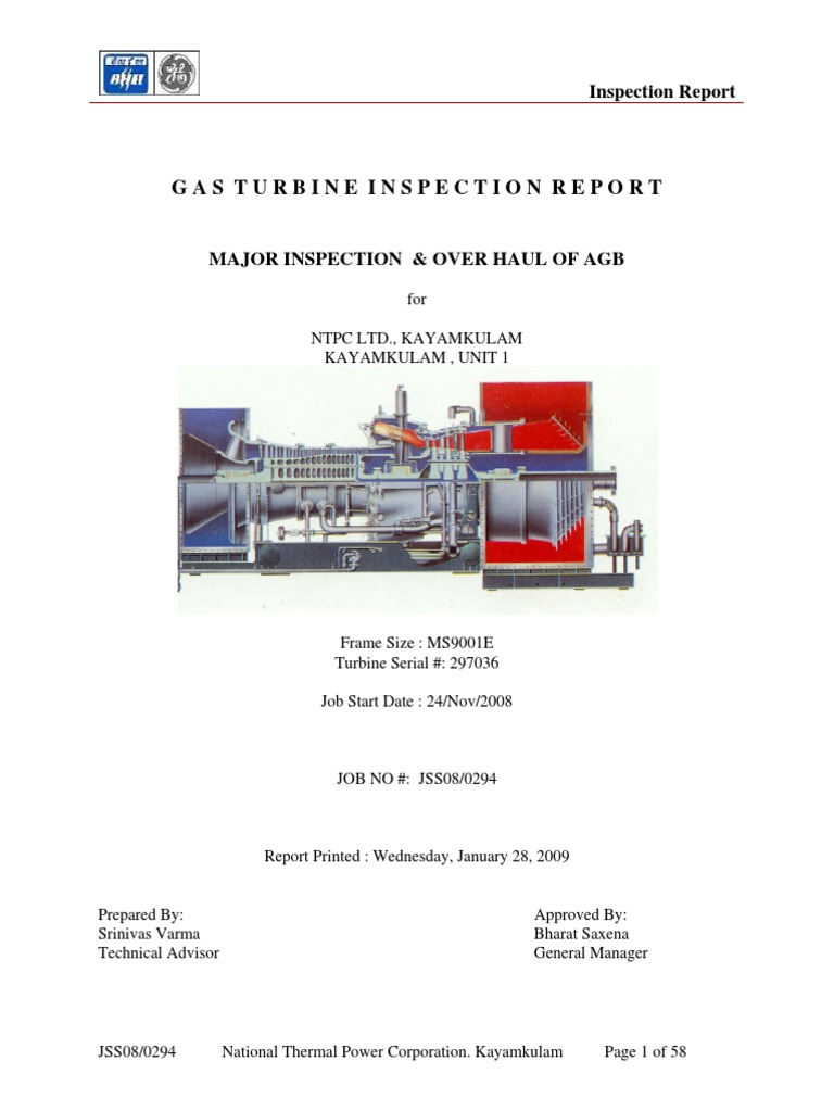Gas Turbine Inspection Report PDF PDF Turbine Gas Turbine
