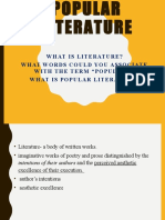 What Is Literature? Whatwords Could You Associate With The Term "Popular"? What Is Popular Literature?