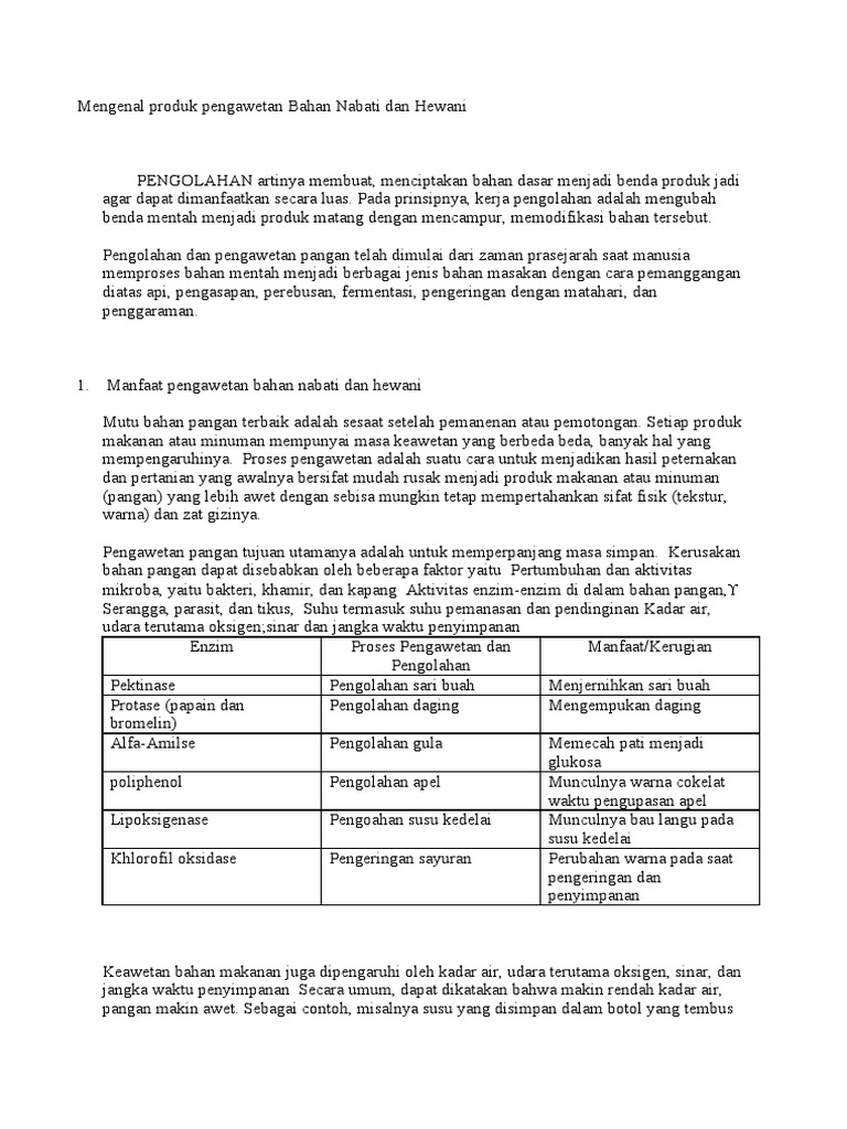 Mengenal Produk Pengawetan Bahan Nabati Dan Hewani Pdf
