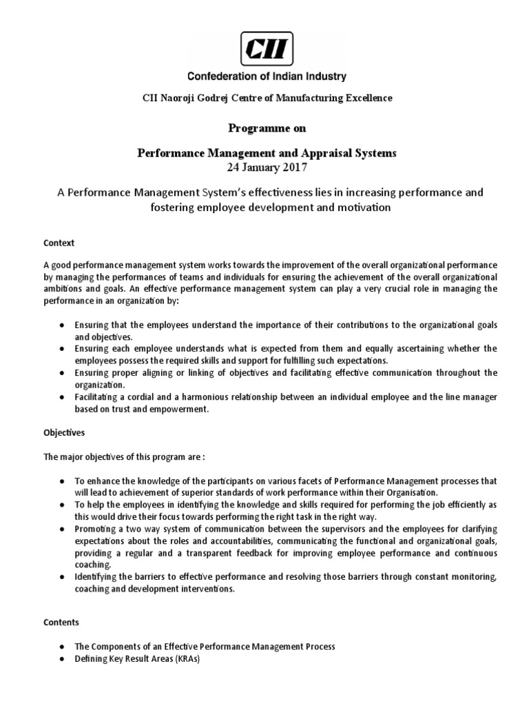 Performance Management Training Program | PDF | Goal | Performance ...