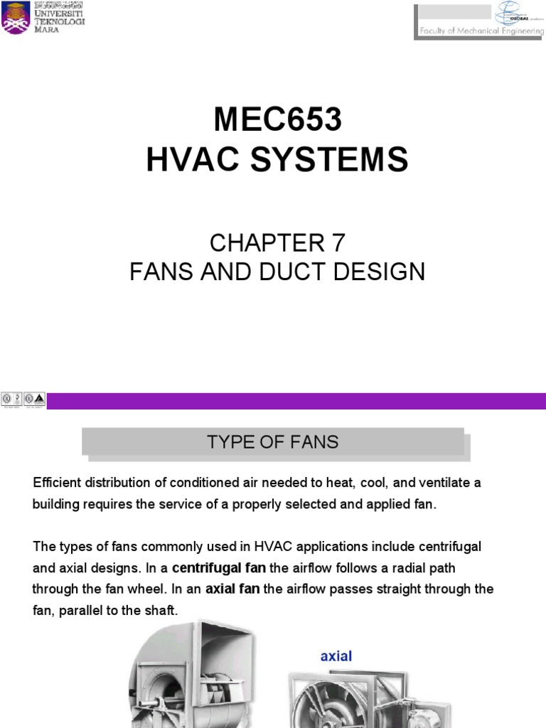 HVAC Fan and Duct Design Overview | PDF | Duct (Flow) | Pressure