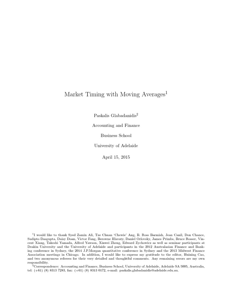 Market Timing With Moving Averages PDF PDF Technical Analysis