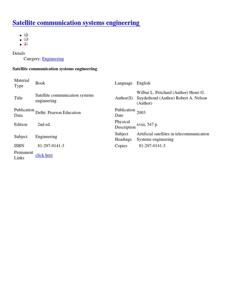 Satellite Communication Systems Engineering | PDF | Science & Mathematics
