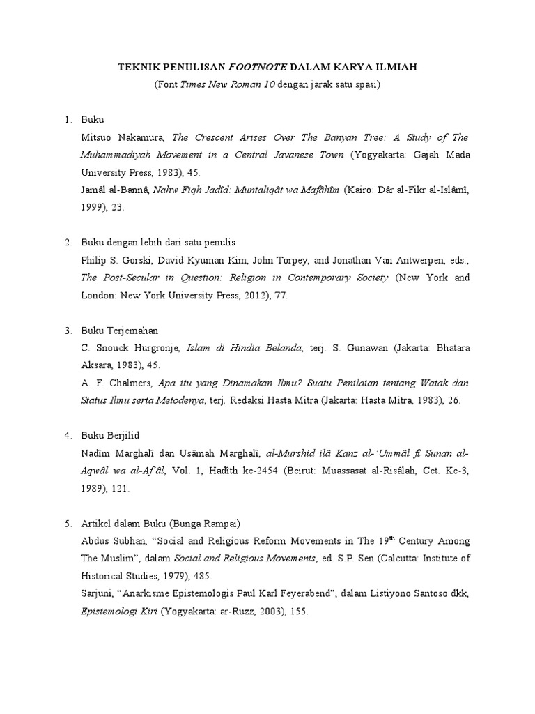 Teknik Penulisan Footnote Dalam Karya Ilmiah | PDF