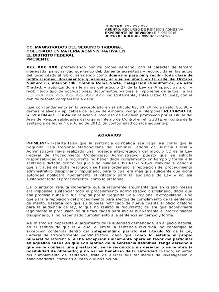 Revision Adhesiva Administrativa | PDF | Sentencia (ley) | Ley  administrativa
