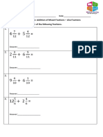 Addition of Mixed Fractions - Like Denominators PDF Version