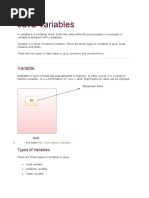 Java Variables: Variable